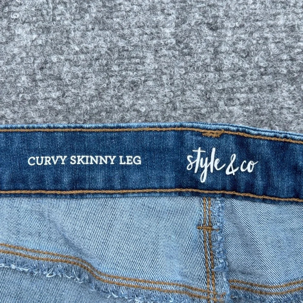Style & Co Curvy Skinny Leg Jeans Womens 8L Cotton Blend Blue - Picture 3 of 8